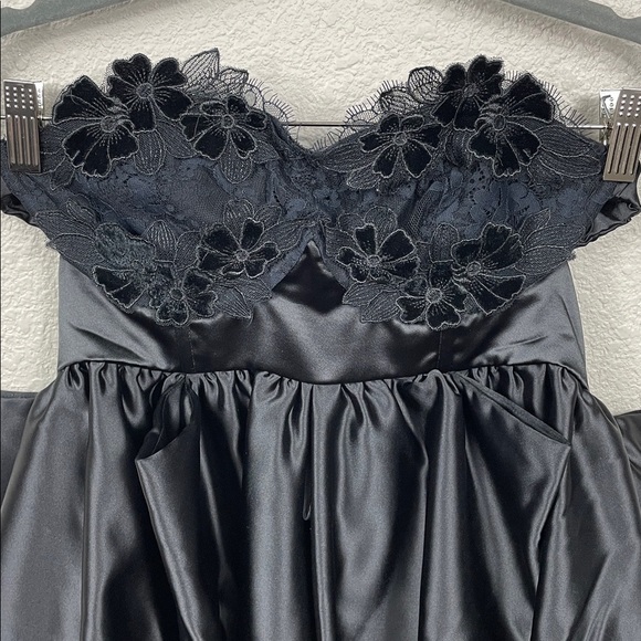 NWT For Love & Lemons Virginia Satin Lace Babydoll Strapless Dress with Gloves M - Picture 5 of 16
